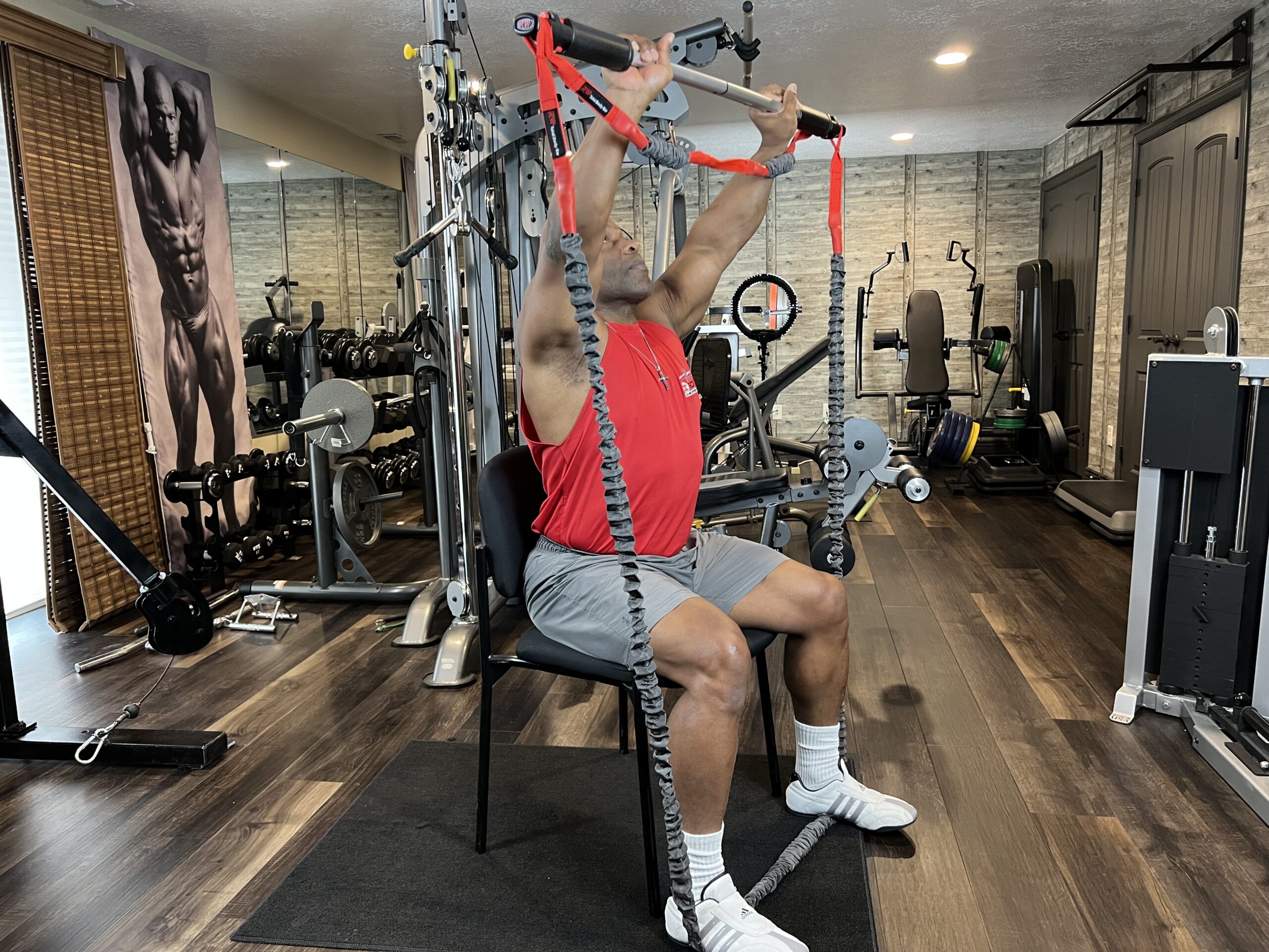 Seated Front Press with Total Body Bar